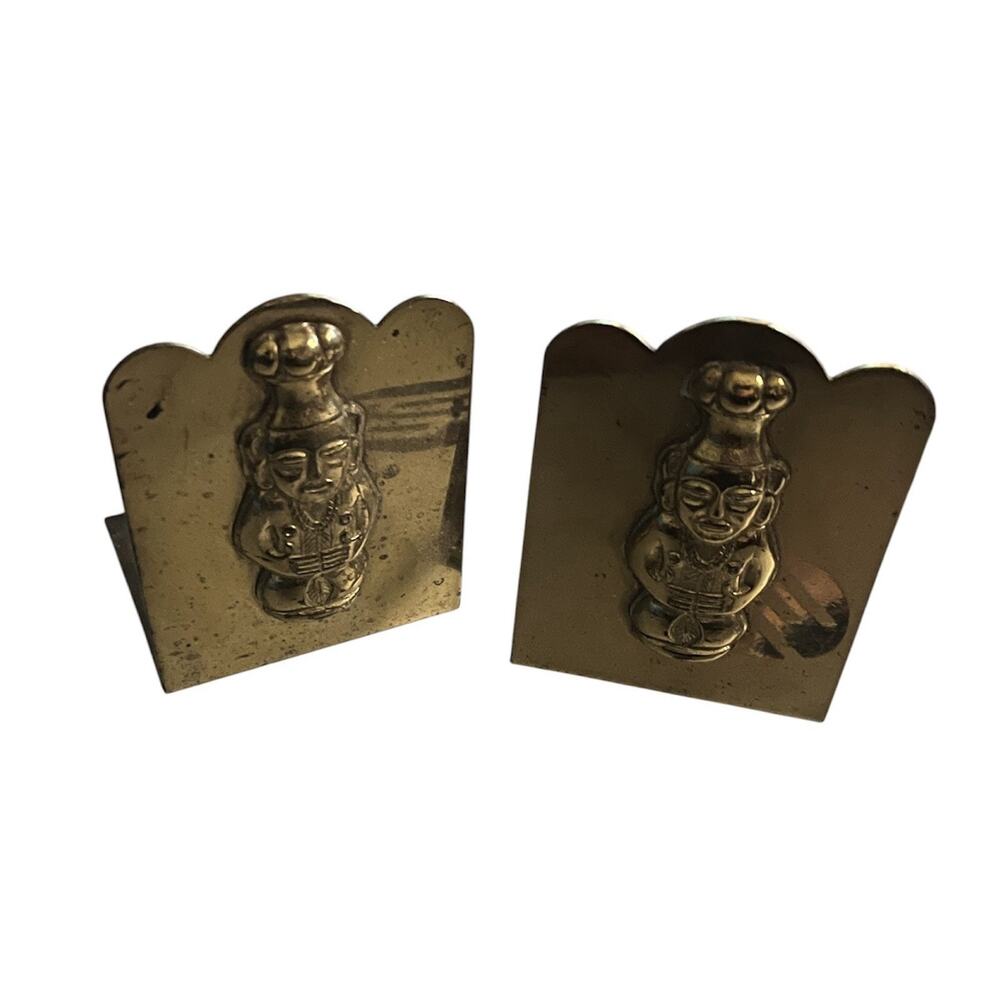 VTG Brass Asian Pair Book Ends